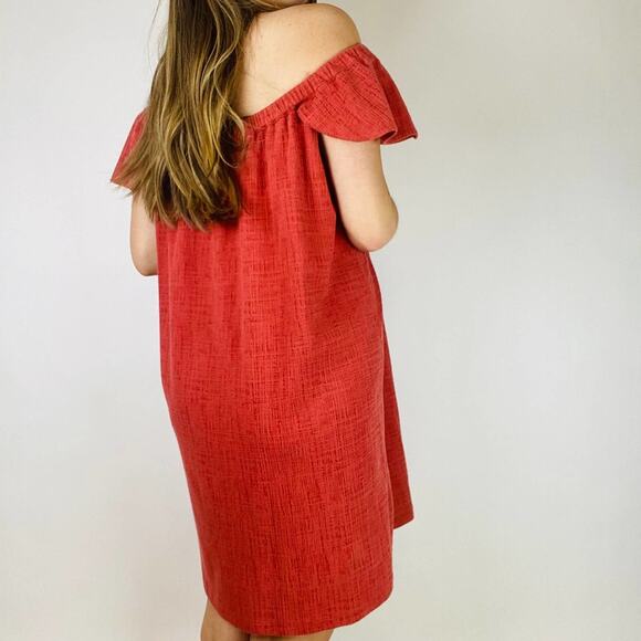 Madewell pink Off Shoulder Ruffle Button Dress - Picture 6 of 6